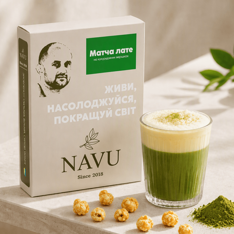 Матча Лате на кукурудзяних вершках NAVU суха суміш 100г MTLCORN100 фото